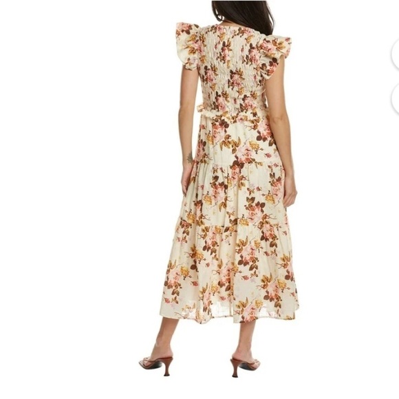 Nwot Sea New York Esme midi floral dress smocked tiered skirt cap sleeves size 6 - Picture 4 of 16